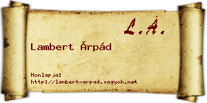 Lambert Árpád névjegykártya