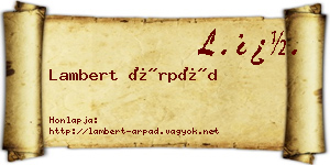 Lambert Árpád névjegykártya